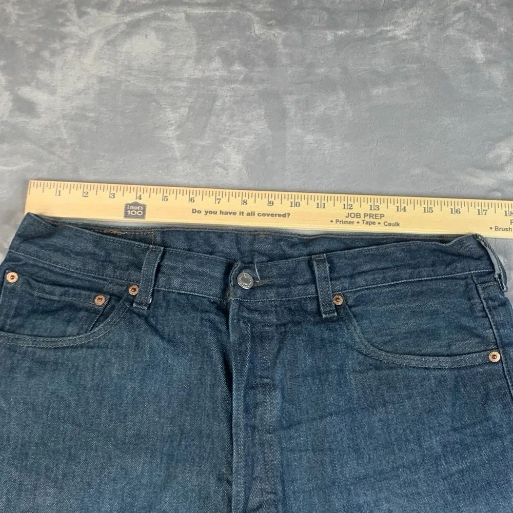 Levi's 501 Straight Fit Jeans W36 L32 Blue Hemmed‎ To Fit 27